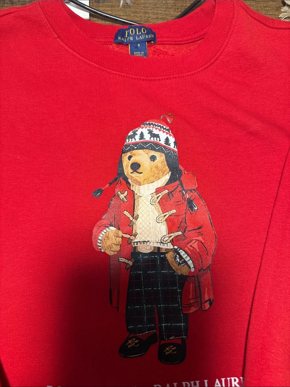 Ralph Lauren Red Polo Bear Crewneck Sweater